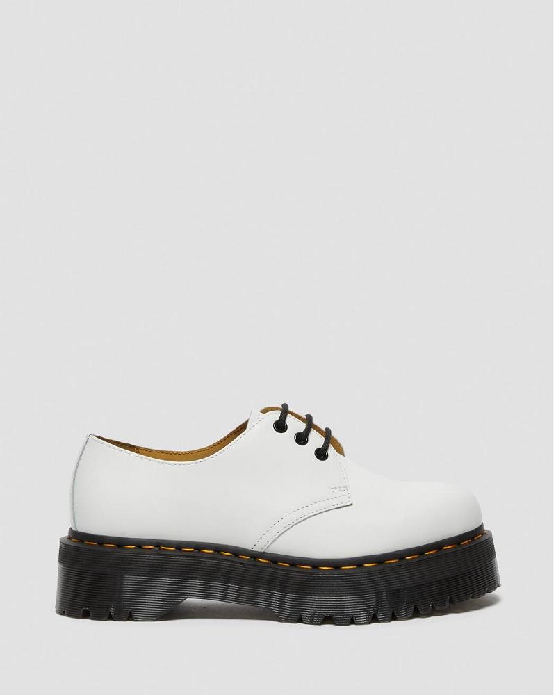 White Men's Dr Martens 1461 Smooth Leather Platform Shoes | CA 623FDN